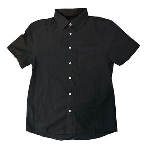 Fommykin / Men’s Cotton Linen Black Lightweight Button Down